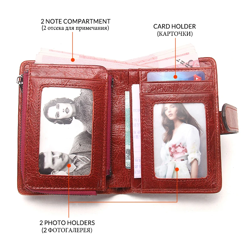 Goede Contact  S 2020 Nieuwe Vintage Vrouwen Portefeuilles Vrouwelijke Echt Lederen Dames Portemonnee Rits En Hasp Ontwerp Met Portemonnees Pocket