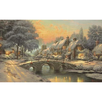 

Diy Diamond Painting Scenic Decoration Needle Arts Embroidery Cross Stitch Rhinestone Winter Snow Fabric Christmas gift YZ442
