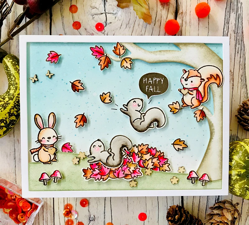 

TPP Squirrels and fawn Clear rubber stamps/kids clear stamps and dies for scrapbooking/card making/children stamp