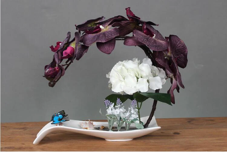 Европейские Керамические фигурки фаленопсис искусственный цветок Горшечное растение набор для дома гостиной крыльцо стол украшения для бонсай украшения
