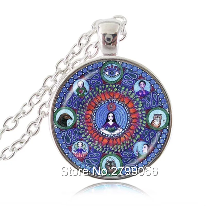 

Scorpio Zodiac Pendant Necklace Astrology Mandala Art Jewelry Owl Wolf Thid Eye Picture Choker November Birthday Gift for Friend