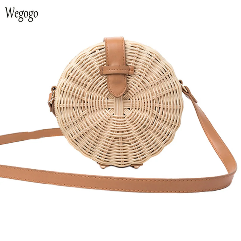 

Summer New Women Straw Bag Boho Rattan Beach Handbag Small Circle Weave Travel Crossbody Kintted Shoulder Messenger Bags