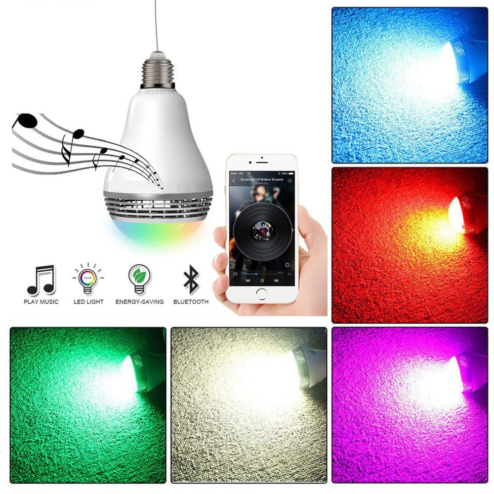 Умная Wifi лампа E27 8 Вт светодиодная RGB Беспроводная Bluetooth Колонка 3 приложение