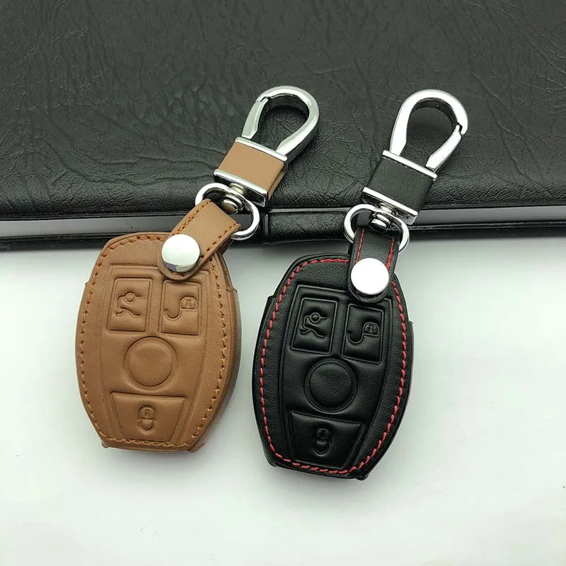 Buy Leather Car Keychain Key Fob Case Cover wallet for