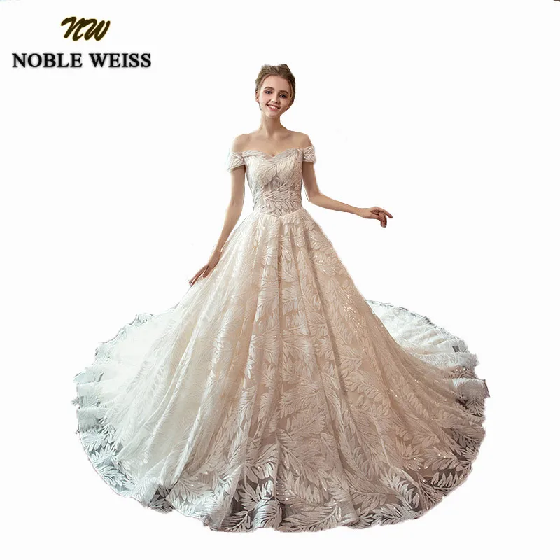 

NOBLE WEISS Ball Gown Wedding Dresses Princess 2019 Luxury Court Train White/Ivory /Red Bridal Gowns Plus Size Vestidos De Novia