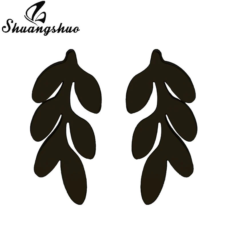 

Shuangshuo Tiny New Vintage Leaves Stainless Steel Earrings for Women Beautiful Tree Leaf Stud Earrings Feather Earrings Studs