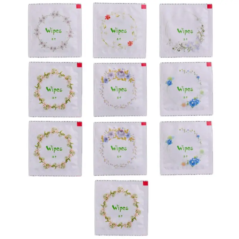10x мультфильм цветочный принт презерватив форма влажные салфетки ручная чистка лица путешествия