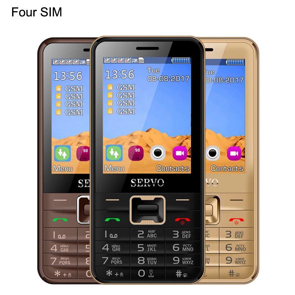 Телефон V8100 2,8 дюймов, 4 sim-карты, 4 резервных телефона, Bluetooth, фонарик, FM, GPRS, русская клавиатура, мобильные телефоны