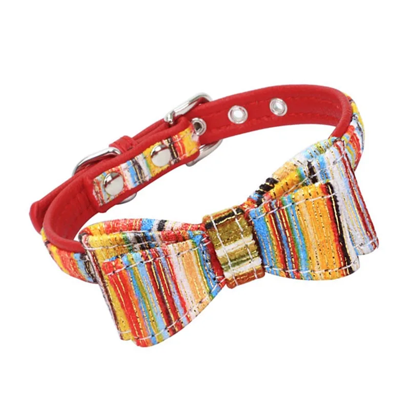 Cats Collars Fantastic Color Fabric Bowknot Adjustable Microfiber