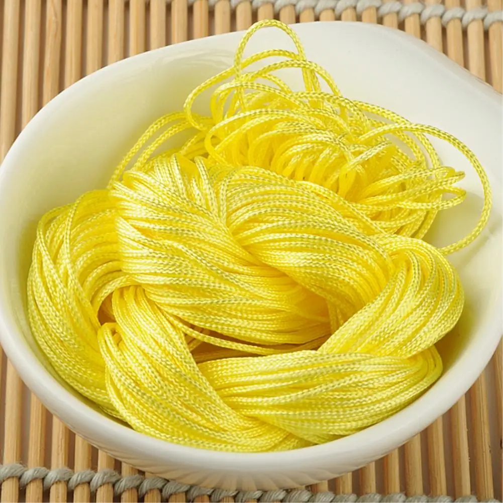 1mm 20m Nylon DIY hinese Knot Cord Macrame Rattail Braided Jewelry Thread String for costume and garment - Цвет: yellow