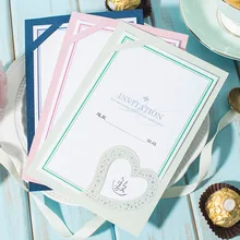 Розовый светло-зеленый синий в форме сердца для свадьбы Приглашение на заказ Печать корпоративное приглашение на свадьбу приглашение