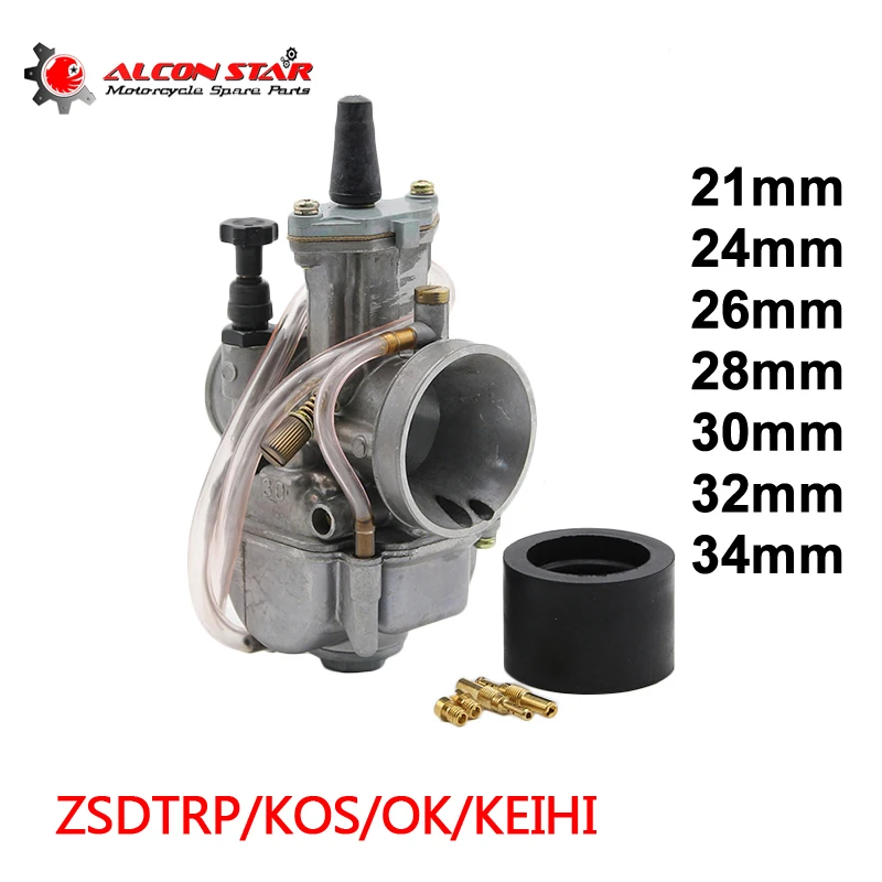 

Alconstar- 2T 4T Universal Keihin Koso OKO Motorcycle Carburetor Carburador 21 24 26 28 30 32 34mm With Power Jet For Racing
