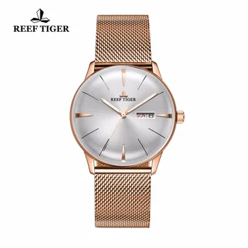 

Reef Tiger/RT Luxury Simple Watches for Men Rose Gold Automatic Watches with Date Day Analog Watches RGA8238