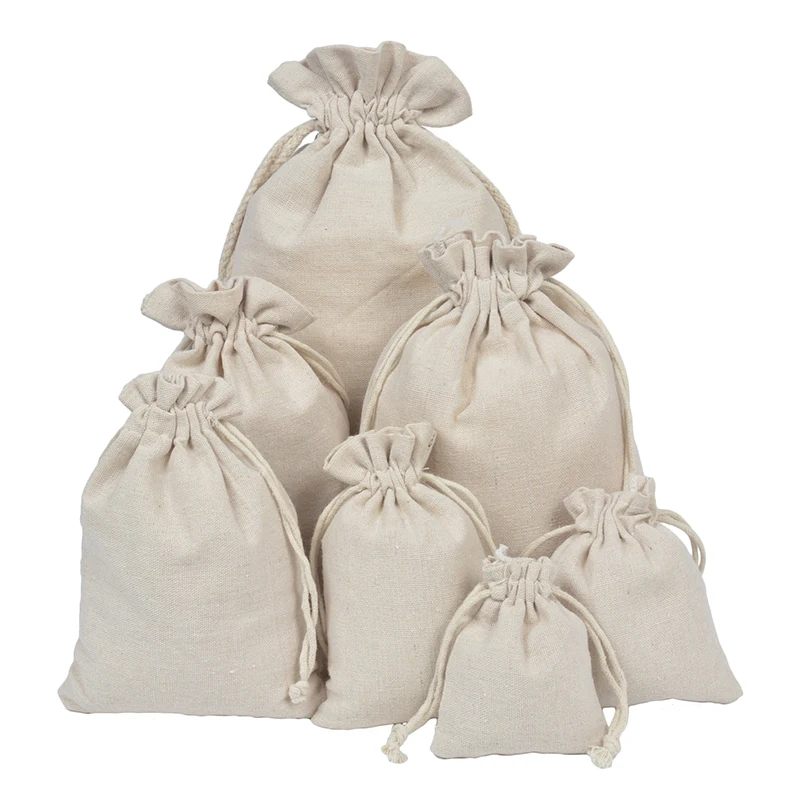 

women bag shopping bag Drawstring Bag Travel Drawstring Pouch Pure Cotton Linen Cloth Bag Storage Bag for Christmas Gift Package
