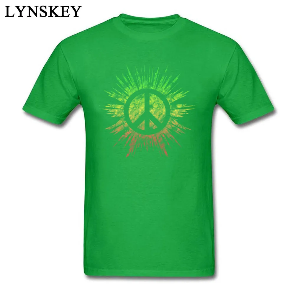 Men Tops Tees Fashionable Summer T-Shirt Cotton Fabric O-Neck Short Sleeve Cool Rasta Peace Sign Sweatshirts Top Quality Rasta Peace Sign green