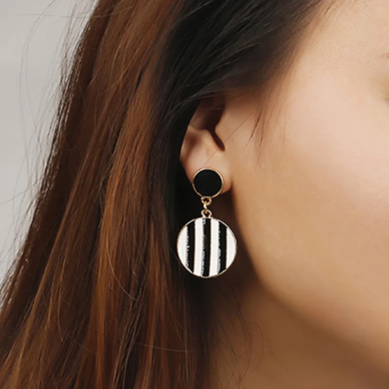 Buy Unique Black Drop Earrings Trendy Gold Color Round Metal Statement Earrings