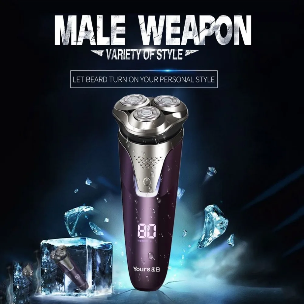 

Washable Rechargeable Electric Shaver Razor with Floating Heads USB Quick Charging LED Display Shaving Machine for Men