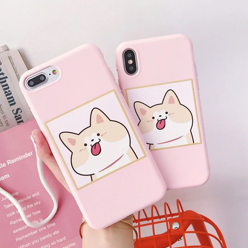 

Cartoon dog Matte Phone case For iPhone X 7 6 6S 8 Plus Case Cover For iPhone XS MAX XR 8Plus 7Plus cute soft case Shockproof