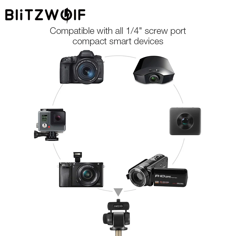 BlitzWolf 3 в 1 Беспроводная bluetooth селфи палка Штатив Универсальный монопод для Gopro 5 6 7 Спортивная камера для iPhone X 8 смартфон