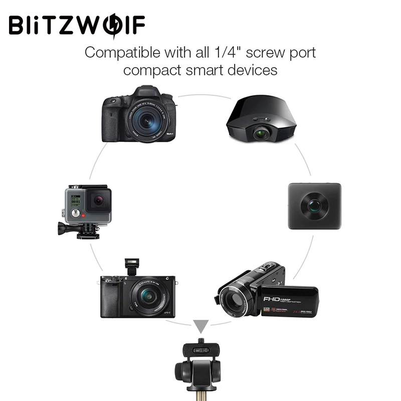 BlitzWolf 3 in 1 Wireless bluetooth Selfie Stick Tripod Versatile Monopod For Gopro 5 6 7 Sport Camera For iPhone X 8 Smartphone