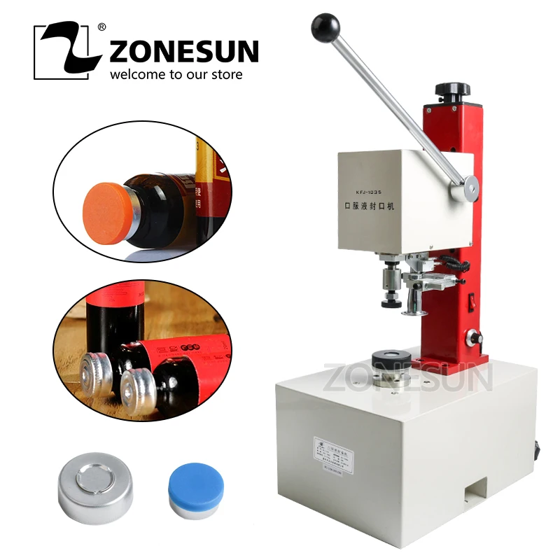 

ZONESUN 10-35mm penicillin bottle capper, Antibiotics bottle Crimper,perfume oral liquid solution electric capping machine