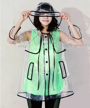 

Fashion Women's Transparent EVA Raincoat Outoor Teavel Waterproof Raincoat