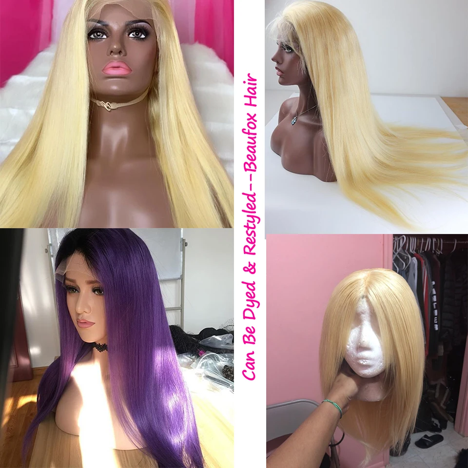 Beaufox Blonde 613 Lace Front Wig Pre Plucked Malaysian Straight Hair Wig 13x4 Lace Front Human Hair Wigs 150% Blonde Wigs Remy (8)