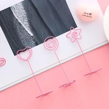 

10pcs/set Pink Metal Photo Clip for Wedding Party Card Pendant Holder Note Articles Picture Frame Table Number Photo Holder