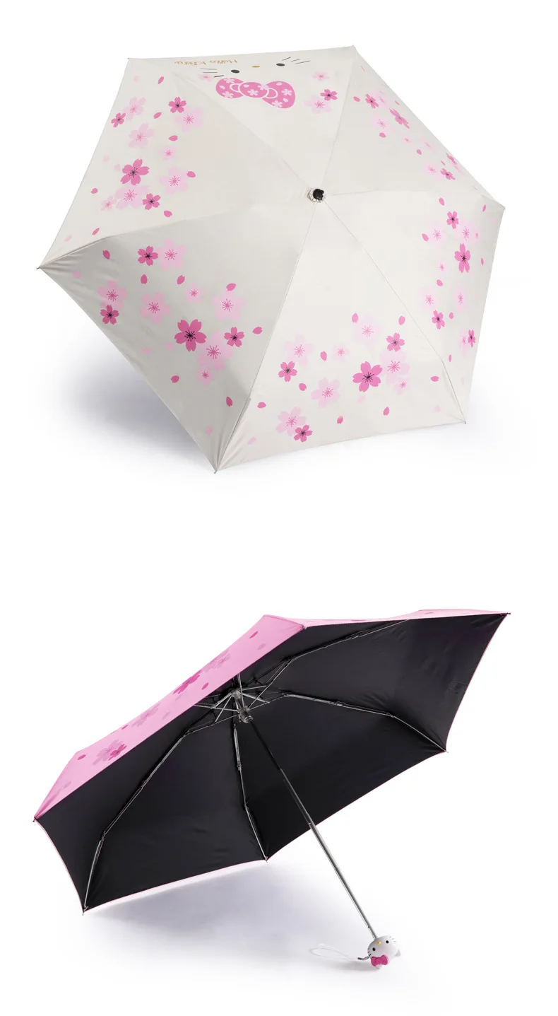 Hello kitty, мультяшный милый женский зонтик для девочек, карманный мини-складной зонтик, портативный, пять складных зонтов, солнцезащитный козырек