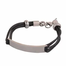 316L Серебряный тон Для мужчин Бланк DIY обычаи скульптурные теги Нержавеющая сталь кожаный браслет цепи