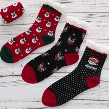 1 пара, вязаные шерстяные носки с кроликом для женщин и девочек, милые теплые зимние детские носки на Рождество