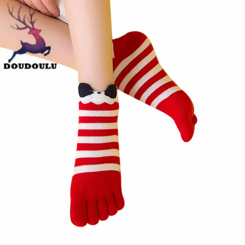 

DOUDOULU Women Five Toe Cotton Socks Pure Trainer Finger Socks Breathable #ZH