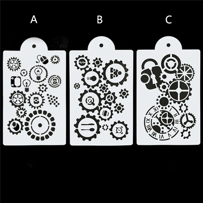 

21*14cm DIY Craft Gear Pattern Stencil Template For Wall Painting Scrapbooking Stamp Decor Embossing Cards