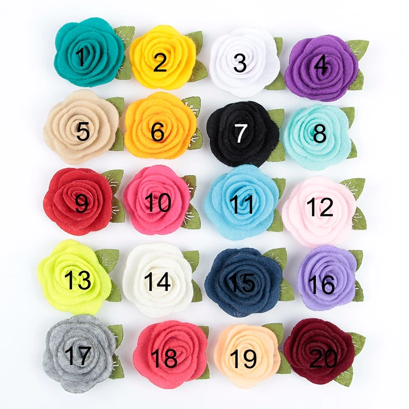

2017 New 30pcs/lot 20colors Fashion handmade felt rose flower Diy for baby girls hair accessories headband ornaments