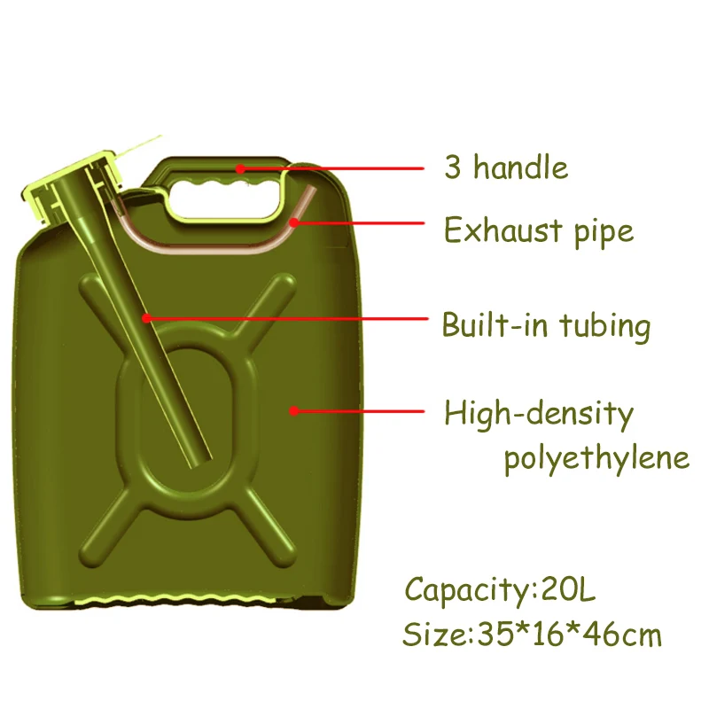 Утолщенный 20 л Масляный бак инженерный пластиковый запасной топливный бак Jerrycan антистатический дизельный баррель взрывозащищенный бензин канистра