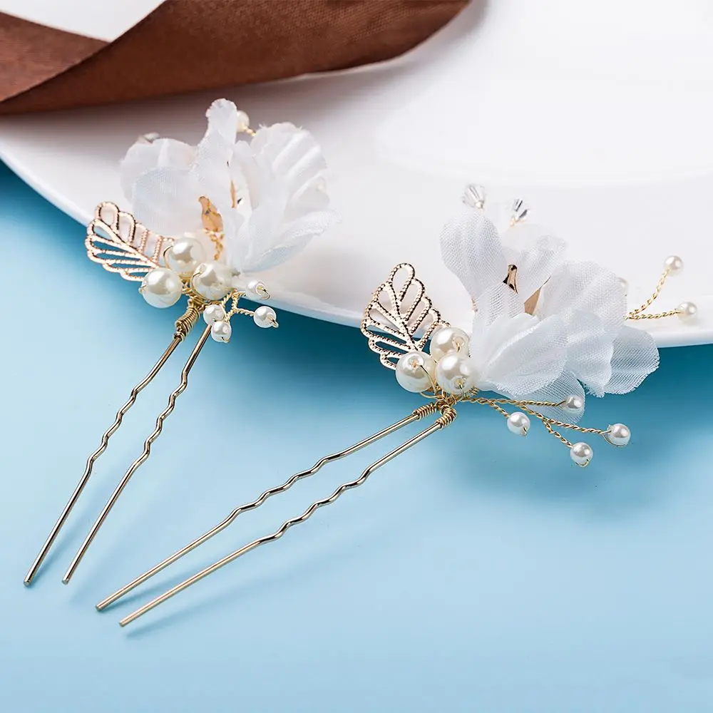 High Quality Women Crystal Rhinestone Flower Gold Leaf Hair Pins Clips
