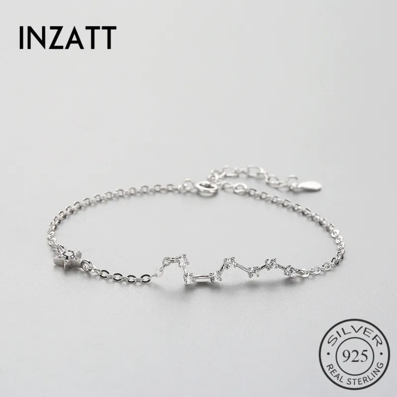 

INZATT Trendy 925 Sterling Silver Beidou Seven Zircon Star Bracelet For Women Blue Crystal Charm Metal Chain Link Fine Jewelry