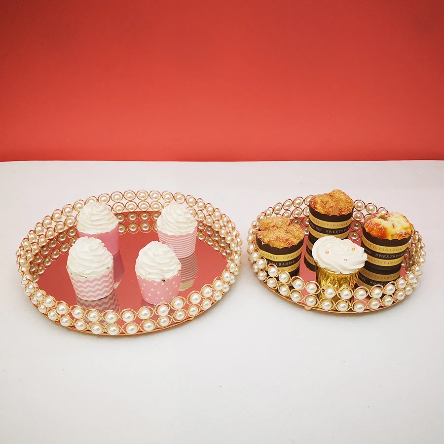Жемчужный поднос для торта, свадебный стол, украшение для торта, зеркальный поднос для торта, набор