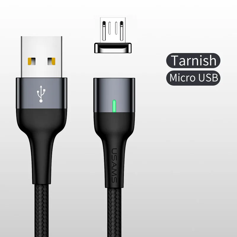 Магнитный usb-кабель USAMS для iPhone, Магнитный зарядный кабель Micro USB типа C для зарядки мобильных телефонов Android - Цвет: Tarnish for Micro