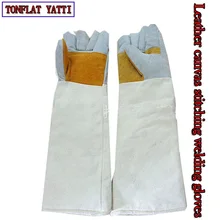 Новые 60 см длинные CIG MIG TIG сварочные перчатки утолщенные, удлиненные, высокие температуры, парусиновые сварочные перчатки из воловьей кожи