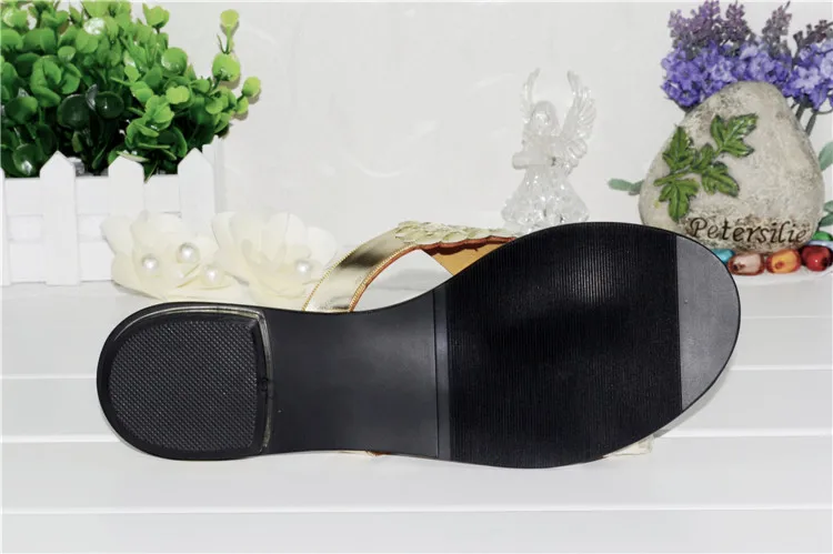 G-SPARROW 2017 New Summer Korean Womens Flip Flop Slippers Wedding Online Gold Flat Shoes For Prom14