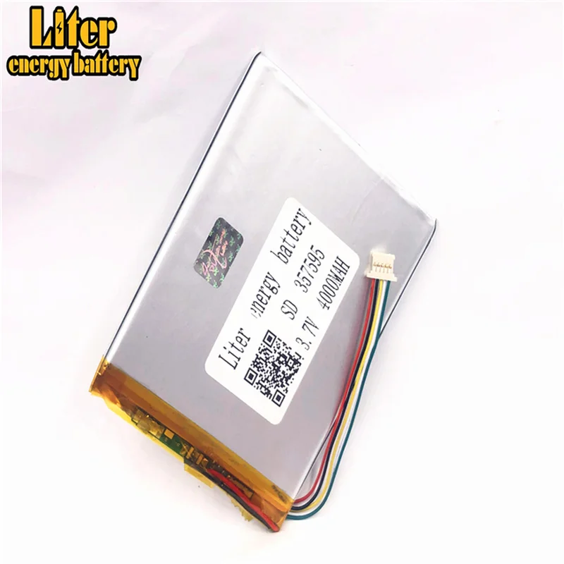 1.0MM 5pin connector 357595 4000mah 3.7V lithium polymer battery for tablet pc rechargeable battery