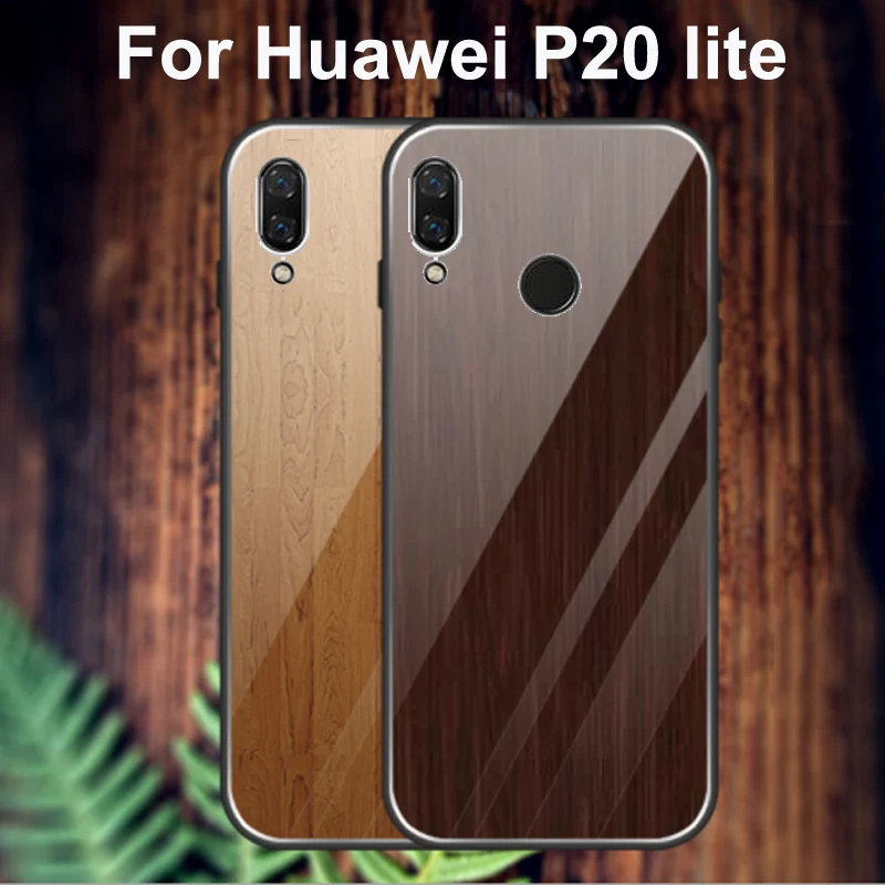 5 84 &quotдерево стиль Coque для Huawei p20 lite Стекло жесткий чехол закаленное стекло +