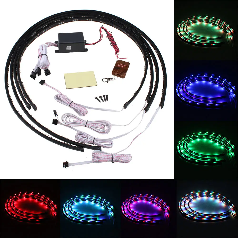 4pcs x 7 Colors Under Car Glow Underbody Neon LED Lights Strip With