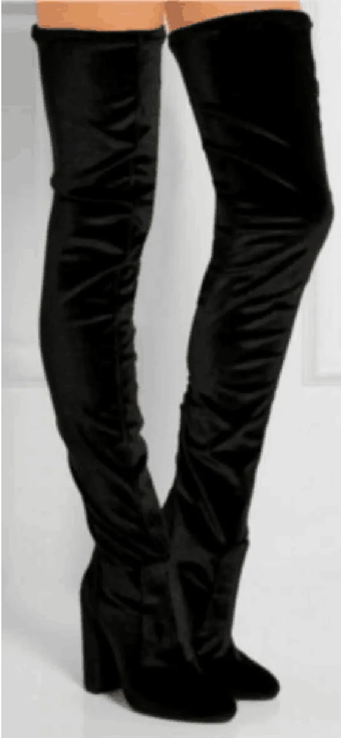 Muslo pink Alta Feminino Botas Black Invierno La Chunky 2018 Suede black Leather Talones Sapato Rodilla Zapatos Calidad Suede Sobre Zipper Otoño Mujer zzUqOZ