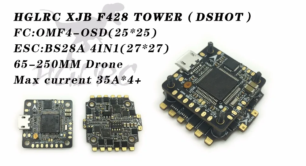 

HGLRC Micro F4 Tower Flight Control XJB F428 DSHOT Flytower OSD BEC Flight Control & 28A Blheli_S 2-4S 4 In 1 ESC