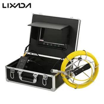 

20M / 30M Drain Pipe Sewer Inspection Camera IP68 Industrial Snake Camera 9" Touch Button LCD Monitor 12 LEDs Night Vision