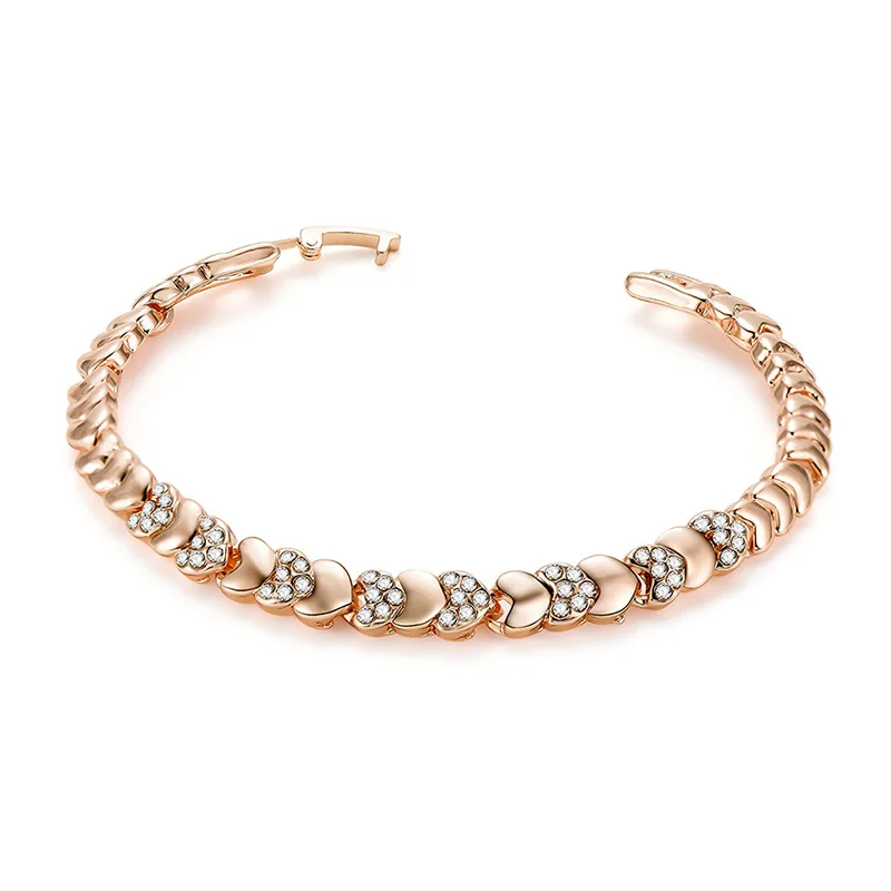 

2019 Charm Bracelets for Women Jewelry Fashion Creative Heart-shaped Chain Design Crystal Embellishment Bracelets Bangles Gift