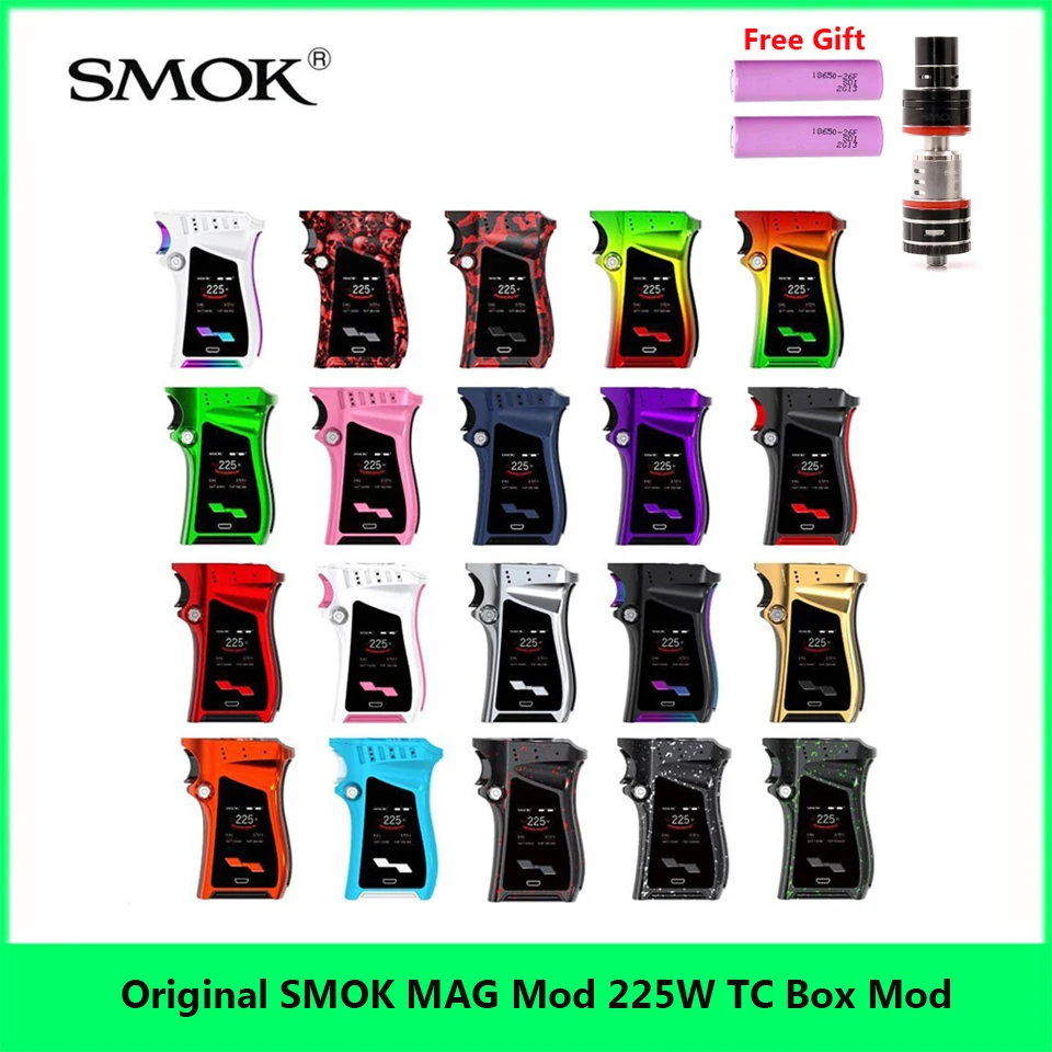 

Electronic Cigarette Original SMOK MAG Mod 225W TC Box Mod dual 18650 battery free TFV4 Mini Tank Vaporizer SMOK Vape Mag Mod