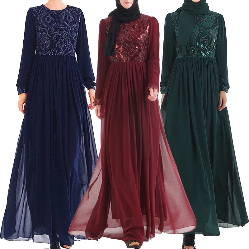 

Sequins Vestidos Dubai Abaya 2019 Turkey Islamic Arabic Muslim Hijab Dress Caftan Elbise Ramadan Sukienki Dresses Eid Robe Arabe
